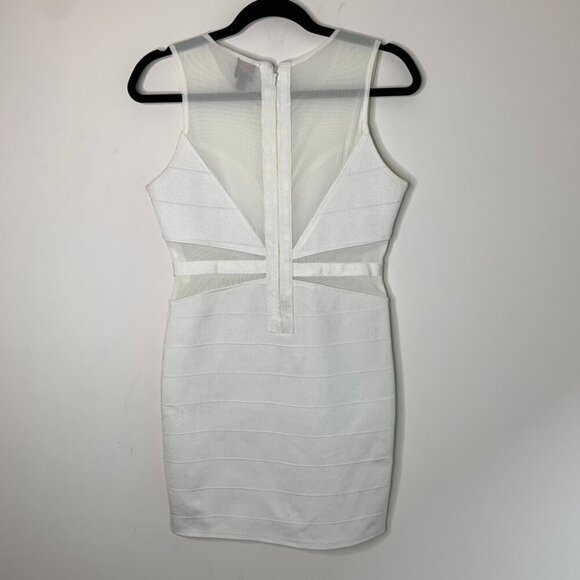 Bebe y2k Mini Dress Mesh Bandage Bodycon 2000s White Size Medium Vintage - Picture 16 of 16